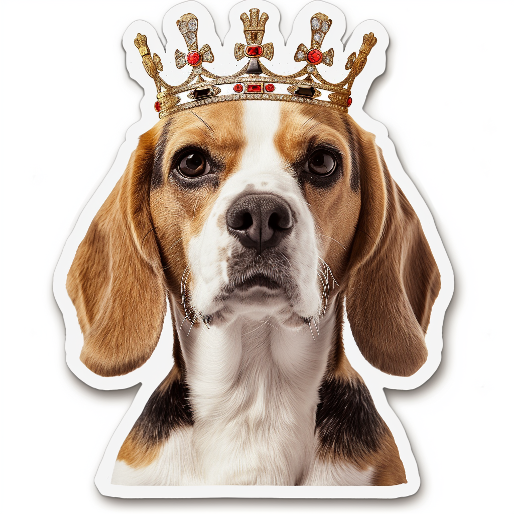 Beagle dog crowned Vinyl Decal Sticker for Car, Laptop, Tumbler and more # F011816
