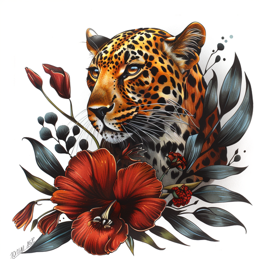 Leopard majestic Expressive surreal Vinyl Decal Sticker for Car, Laptop, Tumbler and more # F022595