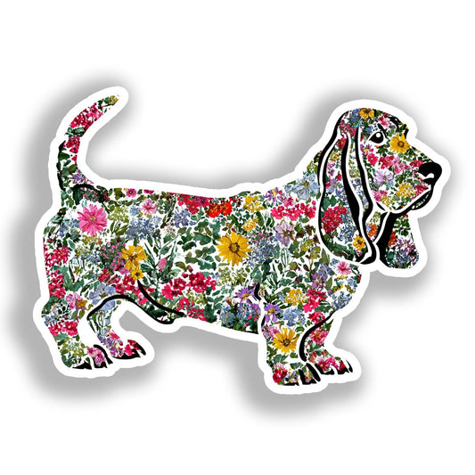 Basset Hound Dog Vinyl Decal Sticker for Car, Laptop, Tumbler and more # A018677-4" x 4"