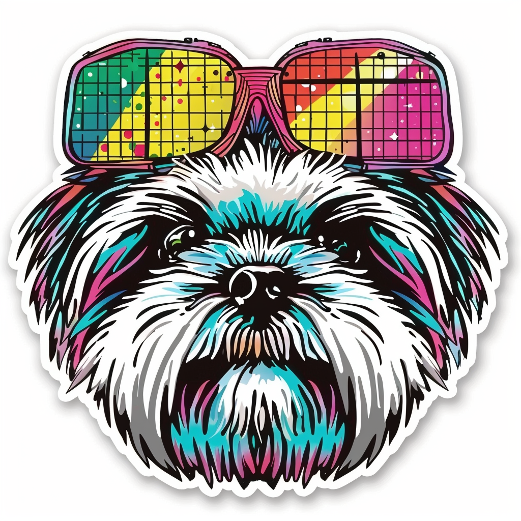 Adorable Shih Tzu Dog Expressive surreal Vinyl Decal Sticker for Car, Laptop, Tumbler and more # F018329