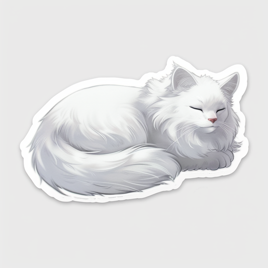Adorable Turkish Angora Cat  Vinyl Decal Sticker for Car, Laptop, Tumbler and more # F020922-4" x 4"