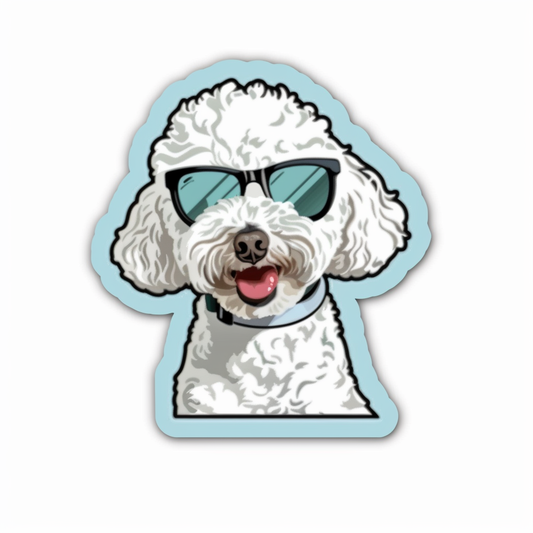 Poodle Dog wearing sunglasses Vinyl Decal Sticker for Car, Laptop, Tumbler and more # F012496