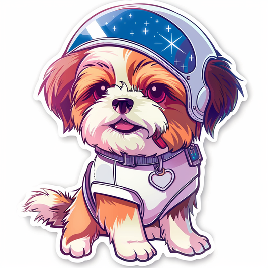 Adorable Shih Tzu Dog Expressive surreal Vinyl Decal Sticker for Car, Laptop, Tumbler and more # F018138
