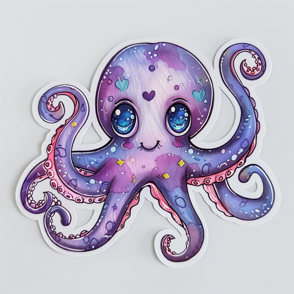Sticker of a Octopus heartcore texture Expressive surreal Vinyl Decal Sticker for Car, Laptop, Tumbler and more # F015746