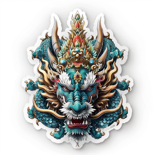 Dragon crowned majestic Expressive surreal Vinyl Decal Sticker for Car, Laptop, Tumbler and more # F019031