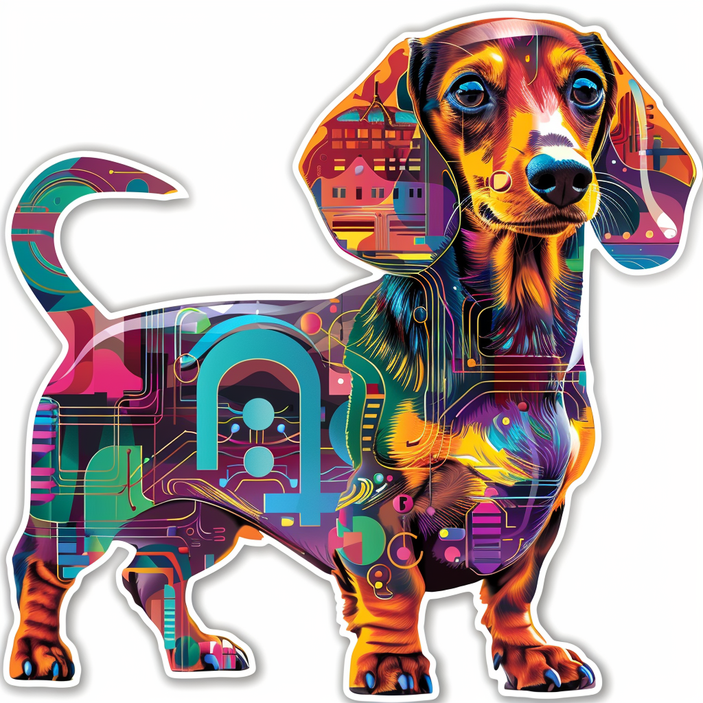 Dachshund Dog cyber punk Vinyl Decal Sticker for Car, Laptop, Tumbler and more # F012864