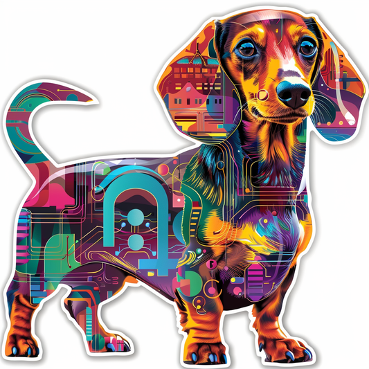 Dachshund Dog cyber punk Vinyl Decal Sticker for Car, Laptop, Tumbler and more # F012864