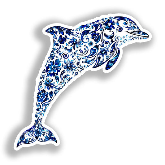 Dolphin Vinyl Decal Sticker for Car, Laptop, Tumbler and more # A018596-4" x 4"