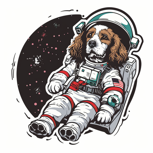 Sticker of a Cocker Spaniel Dog astronaut majestic Expressive surreal Vinyl Decal Sticker for Car, Laptop, Tumbler and more # F020191