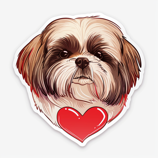 Adorable Shih Tzu Dog Expressive surreal Vinyl Decal Sticker for Car, Laptop, Tumbler and more # F018301