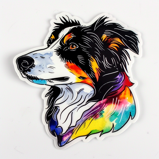 Border Collie Dog majestic Expressive surreal Vinyl Decal Sticker for Car, Laptop, Tumbler and more # F021700-4" x 4"