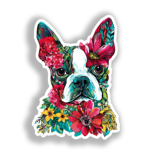 Boston Terrier Dog Vinyl Decal Sticker for Car, Laptop, Tumbler and more # A018999-4" x 4"