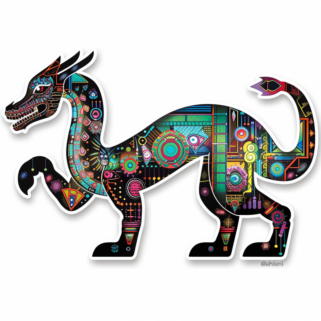Dragon cyber punk majestic Expressive surreal Vinyl Decal Sticker for Car, Laptop, Tumbler and more # F019122-4" x 4"