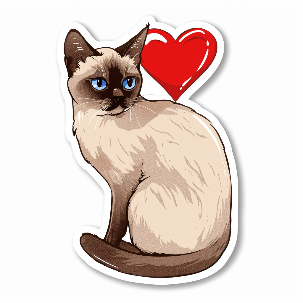Burmese Cat heartcore Vinyl Decal Sticker for Car, Laptop, Tumbler and more # F011012