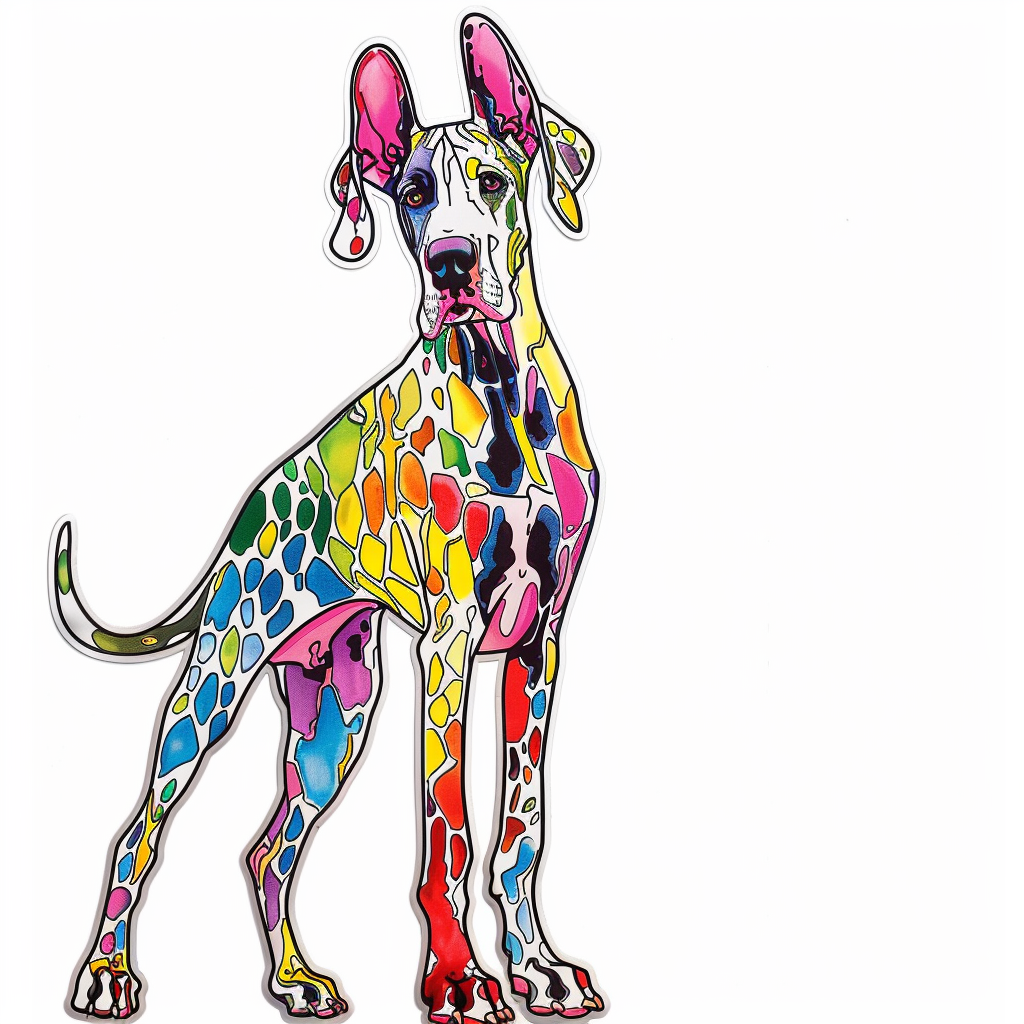 Adorable Great Dane Dog Expressive surreal Vinyl Decal Sticker for Car, Laptop, Tumbler and more # F017914