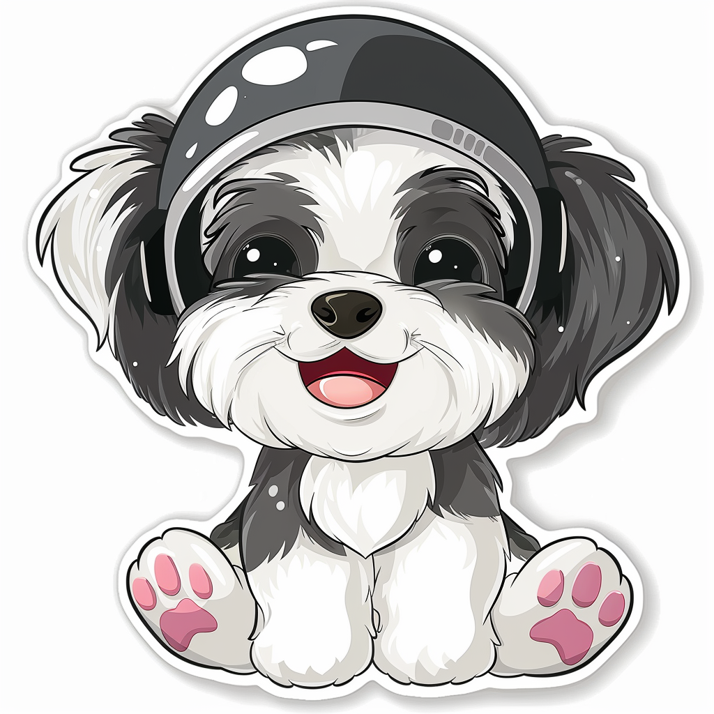 Adorable Shih Tzu Dog Expressive surreal Vinyl Decal Sticker for Car, Laptop, Tumbler and more # F018141