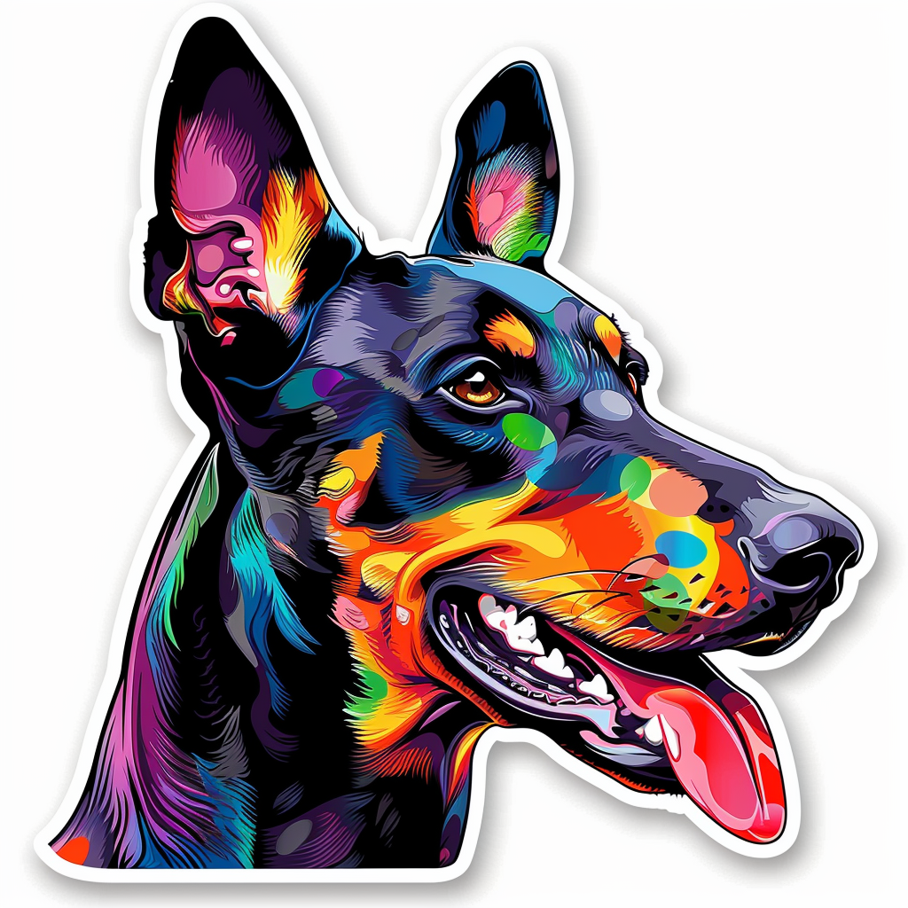 Sticker of a Doberman Pinscher Dog majestic Expressive surreal Vinyl Decal Sticker for Car, Laptop, Tumbler and more # F019212