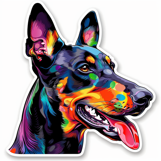Sticker of a Doberman Pinscher Dog majestic Expressive surreal Vinyl Decal Sticker for Car, Laptop, Tumbler and more # F019212