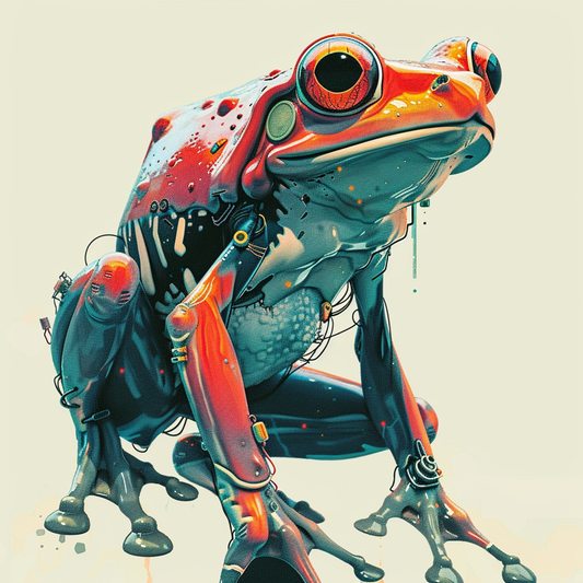 Sticker of a Frog cute and adorable Expressive surreal Vinyl Decal Sticker for Car, Laptop, Tumbler and more # F016698