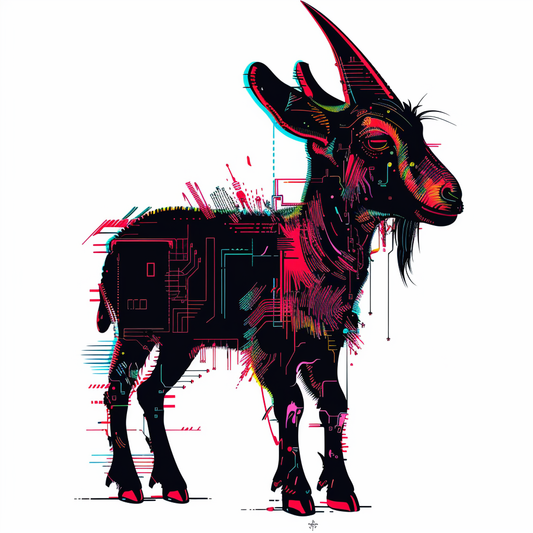 Goat cyber punk majestic Expressive surreal Vinyl Decal Sticker for Car, Laptop, Tumbler and more # F020587-4" x 4"