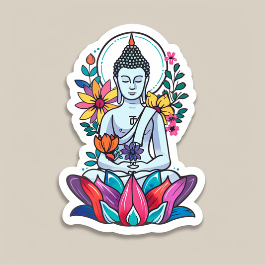 Buddha cartoon majestic Expressive surreal Vinyl Decal Sticker for Car, Laptop, Tumbler and more # F017042