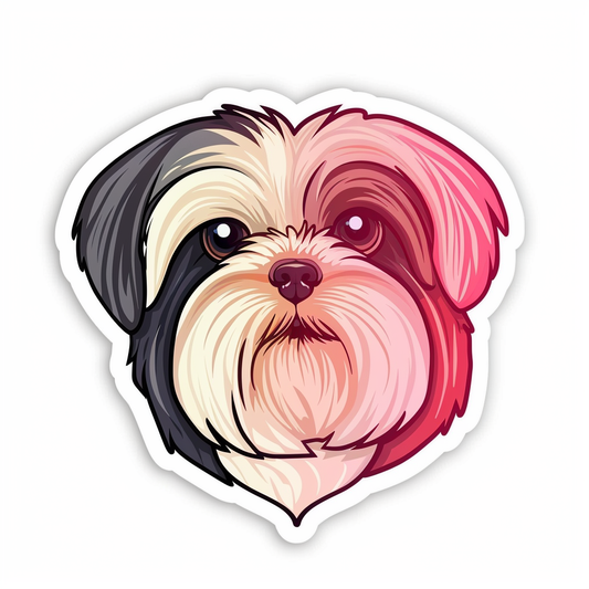Adorable Shih Tzu Dog Expressive surreal Vinyl Decal Sticker for Car, Laptop, Tumbler and more # F018311