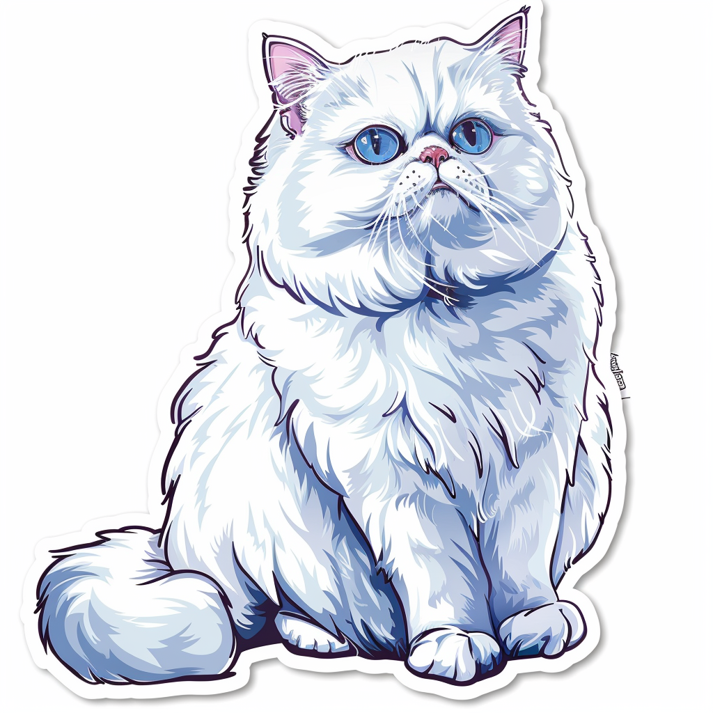 Sticker of a Persian Cat majestic Expressive surreal Vinyl Decal Sticker for Car, Laptop, Tumbler and more # F016360