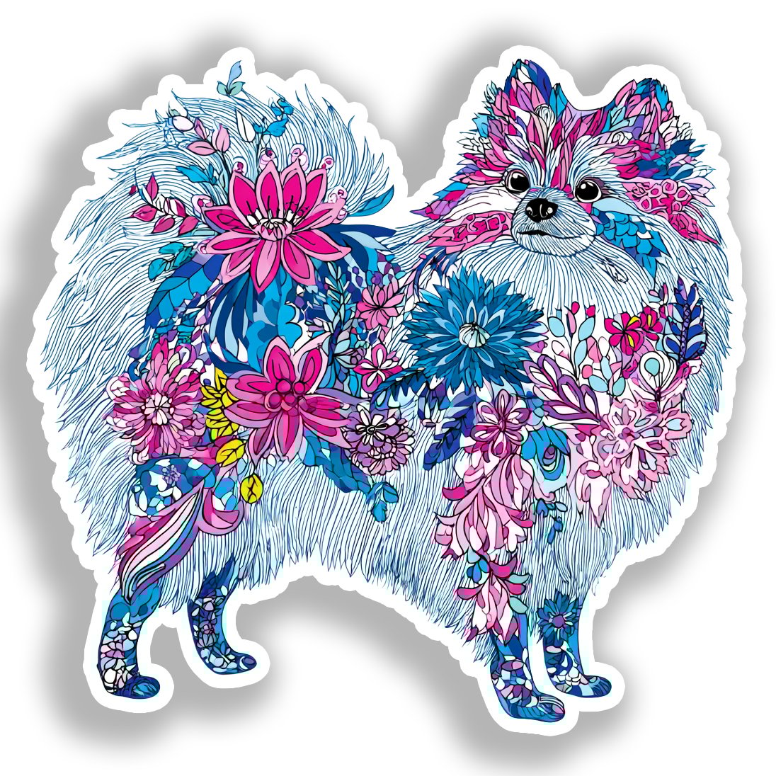 Pomeranian Dog Vinyl Decal Sticker for Car, Laptop, Tumbler and more # A017306-4" x 4"