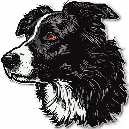 Border Collie Dog majestic Expressive surreal Vinyl Decal Sticker for Car, Laptop, Tumbler and more # F021710-4" x 4"