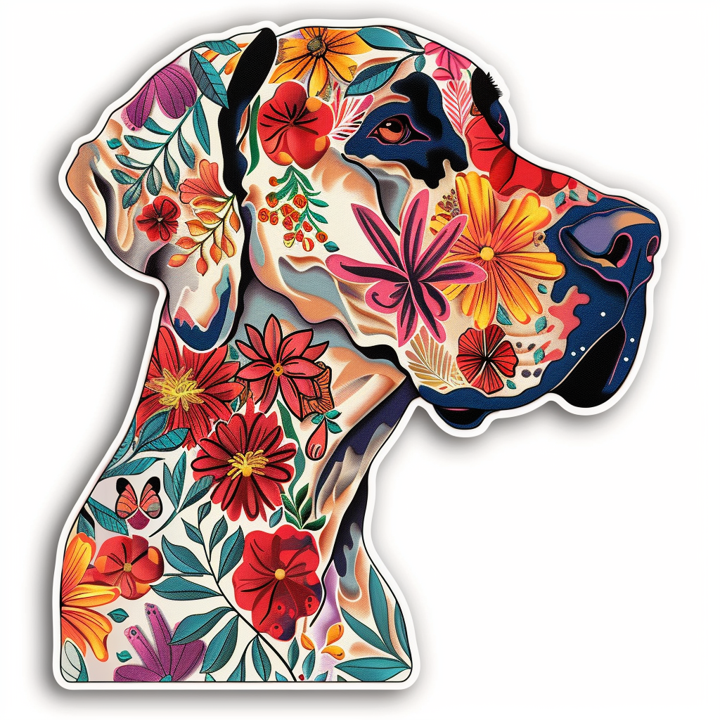 Adorable Great Dane Dog Expressive surreal Vinyl Decal Sticker for Car, Laptop, Tumbler and more # F017779