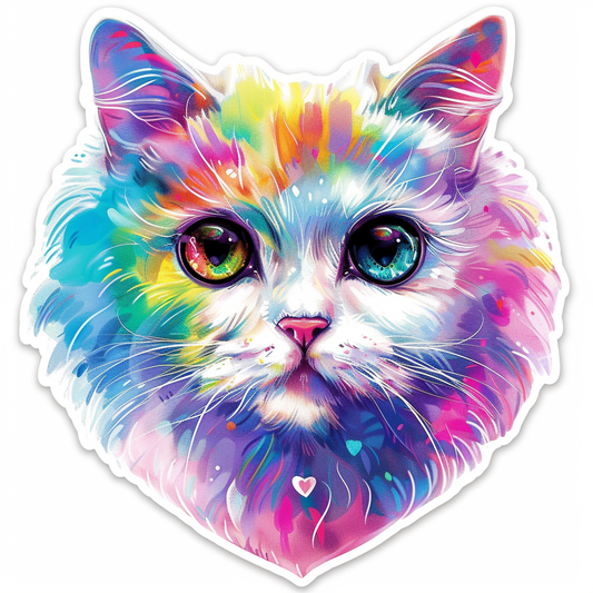 Sticker of a Persian Cat Expressive surreal Vinyl Decal Sticker for Car, Laptop, Tumbler and more # F016391