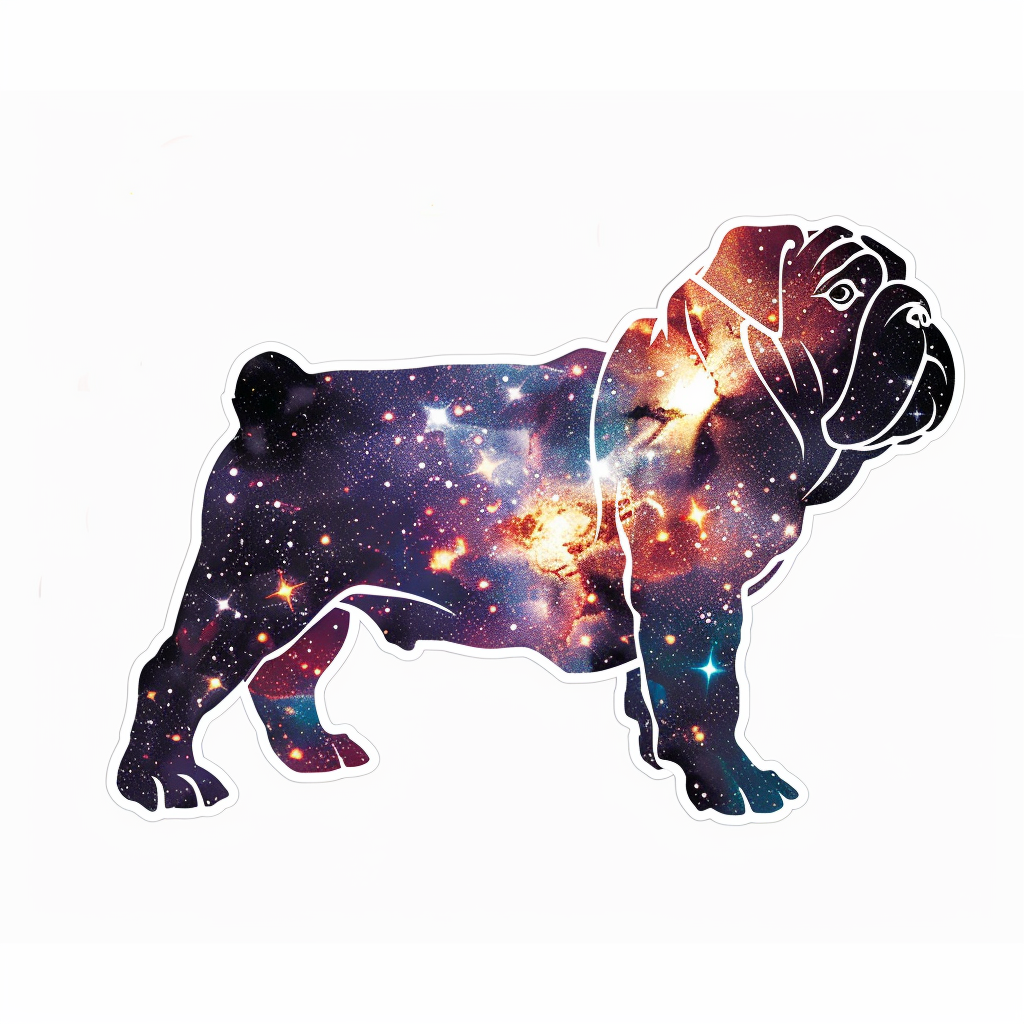 Bulldog Dog galaxy majestic Expressive surreal Vinyl Decal Sticker for Car, Laptop, Tumbler and more # F017518