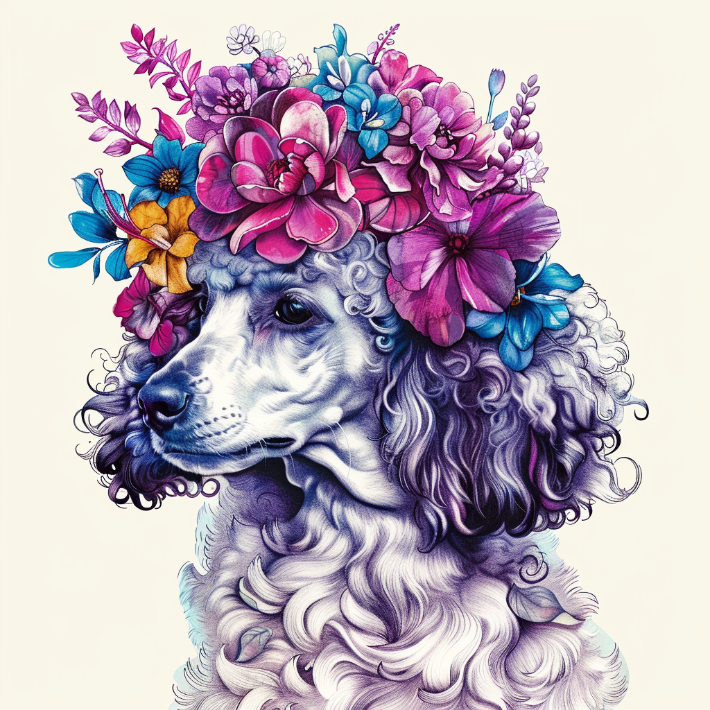 Poodle Dog floral Vinyl Decal Sticker for Car, Laptop, Tumbler and more # F012539
