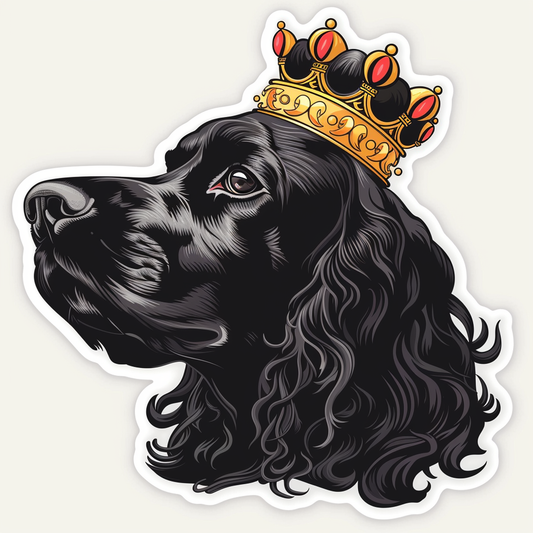 Cocker Spaniel Dog crowned majestic Expressive surreal Vinyl Decal Sticker for Car, Laptop, Tumbler and more # F020238-4" x 4"