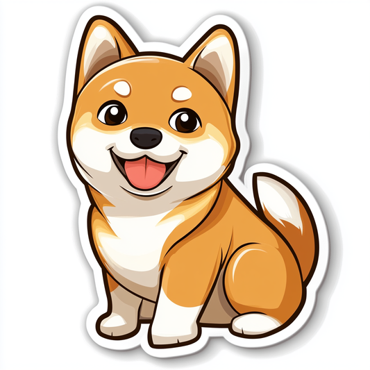 Shiba Inu sticker cartoon style Expressive surreal Vinyl Decal Sticker for Car, Laptop, Tumbler and more # F025828