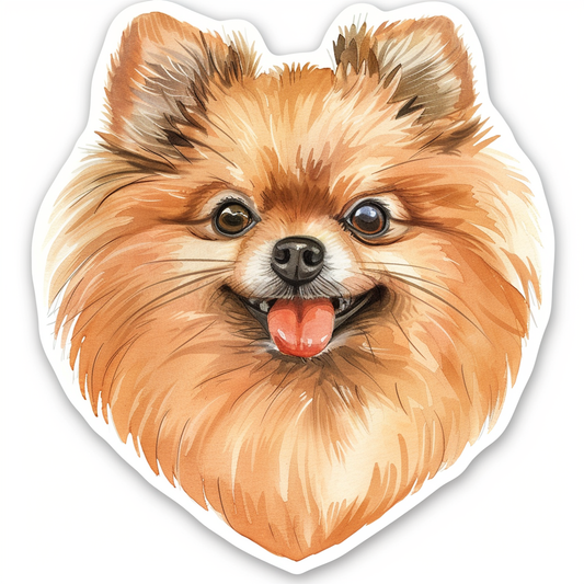 Sticker of a Pomeranian Dog majestic Expressive surreal Heartcore Vinyl Decal Sticker for Car, Laptop, Tumbler and more # F014013