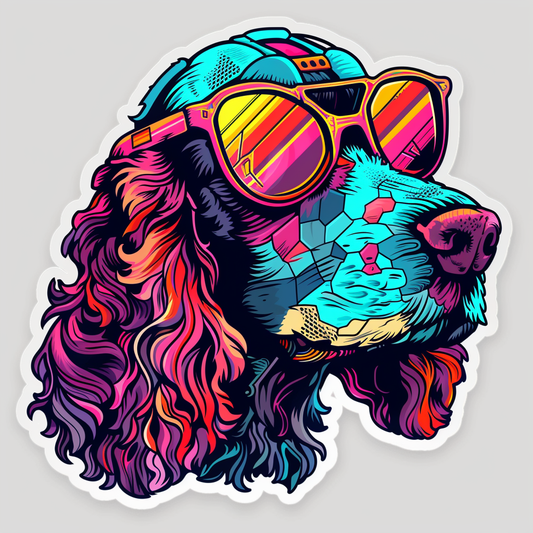 Cocker Spaniel Dog cyber punk Expressive surreal Vinyl Decal Sticker for Car, Laptop, Tumbler and more # F020252-4" x 4"