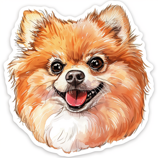 Sticker of a Pomeranian Dog cartoon majestic Expressive surreal Vinyl Decal Sticker for Car, Laptop, Tumbler and more # F013865