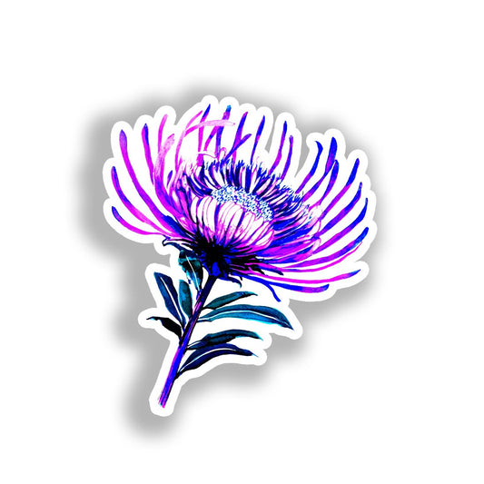 Aster Flower Vinyl Decal Sticker for Car, Laptop, Tumbler and more # A018751-4" x 4"
