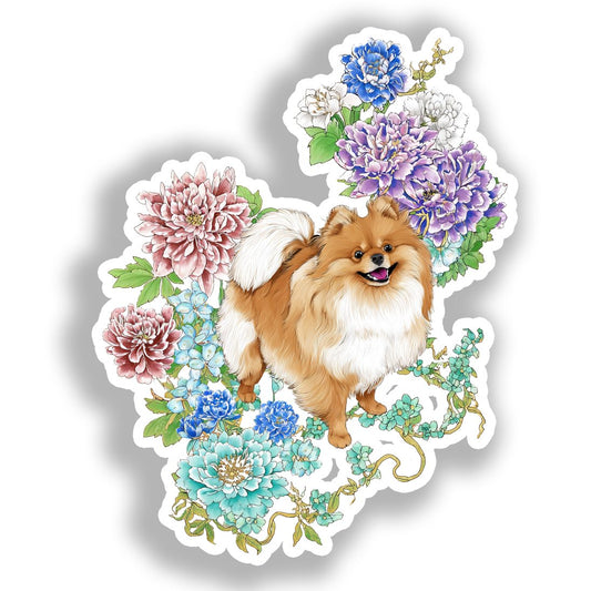 Pomeranian Dog Vinyl Decal Sticker for Car, Laptop, Tumbler and more # A017509-4" x 4"
