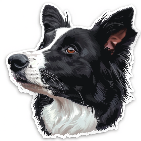 Border Collie Dog majestic Expressive surreal Vinyl Decal Sticker for Car, Laptop, Tumbler and more # F021839-4" x 4"