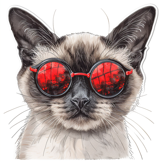 Burmese Cat wearing sunglasses Vinyl Decal Sticker for Car, Laptop, Tumbler and more # F010933