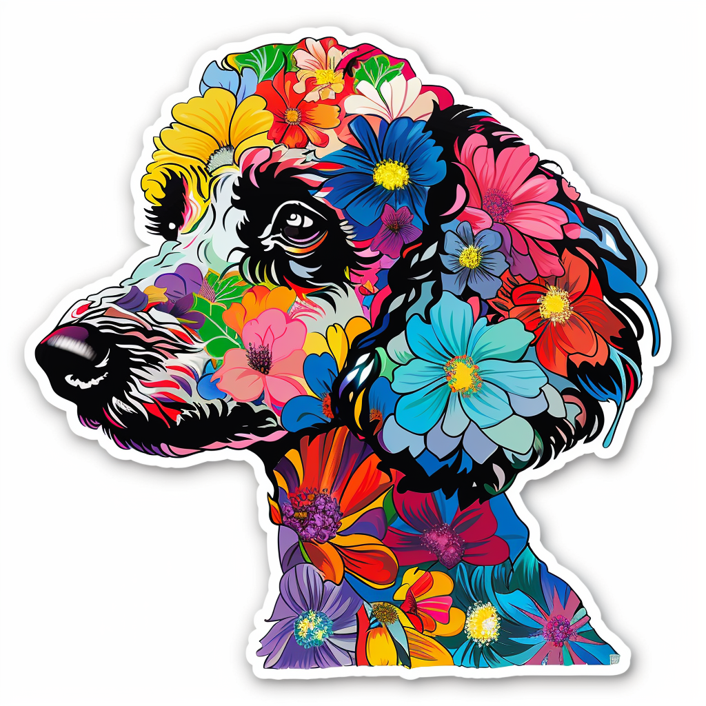 Poodle Dog floral Vinyl Decal Sticker for Car, Laptop, Tumbler and more # F012562