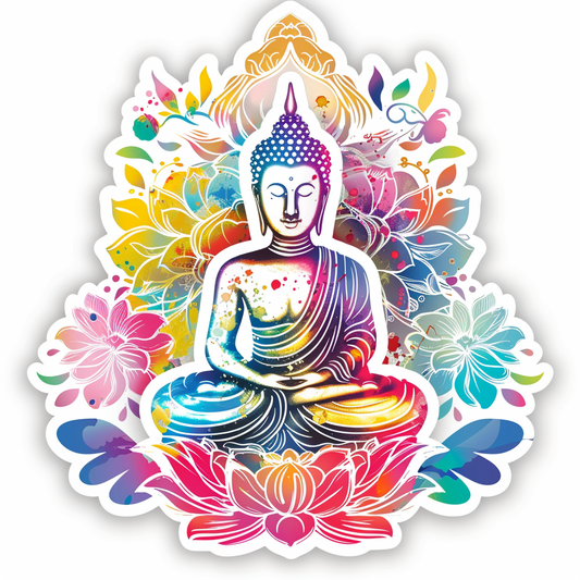 Buddha floral majestic Expressive surreal Vinyl Decal Sticker for Car, Laptop, Tumbler and more # F016986