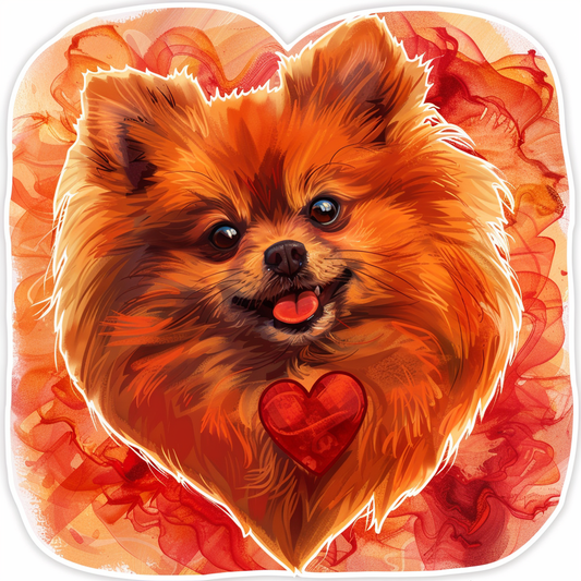 Sticker of a Pomeranian Dog majestic Expressive surreal Heartcore Vinyl Decal Sticker for Car, Laptop, Tumbler and more # F014056