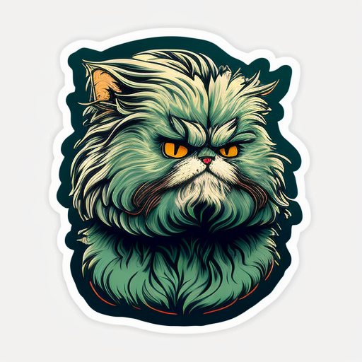 Persian cat with a thick fluffy white Expressive surreal Vinyl Decal Sticker for Car, Laptop, Tumbler and more # F016580