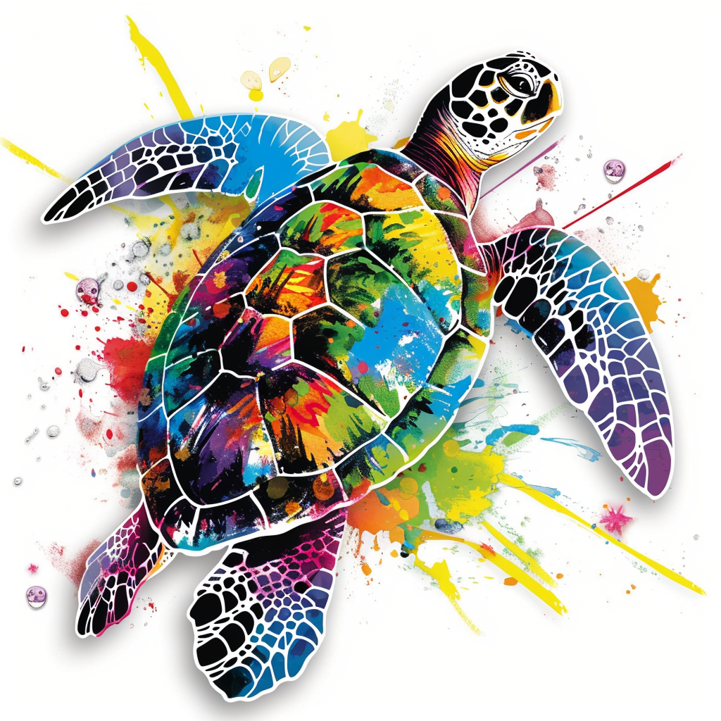 Sticker of a turtle majestic Expressive surreal Vinyl Decal Sticker for Car, Laptop, Tumbler and more # F022008