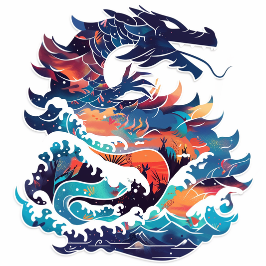 Dragon majestic Expressive surreal Vinyl Decal Sticker for Car, Laptop, Tumbler and more # F018973