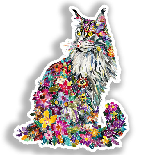 Maine Coon Cat Vinyl Decal Sticker for Car, Laptop, Tumbler and more # A019381-4" x 4"