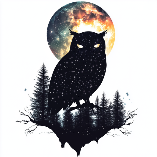 Owl Moon and Stars Vinyl Decal Sticker for Car, Laptop, Tumbler and more # F025732